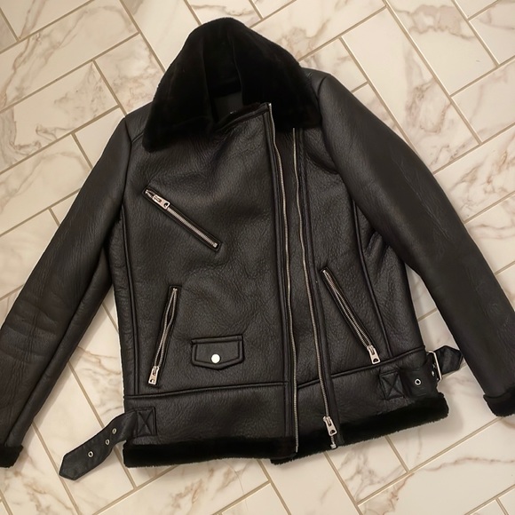 Double faced faux fur moto jacket - Picture 1 of 7